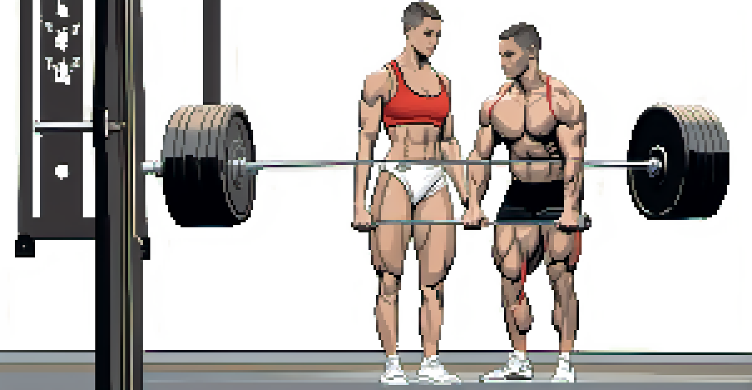 An instructional illustration showing proper deadlift techniques with foot and grip placement.