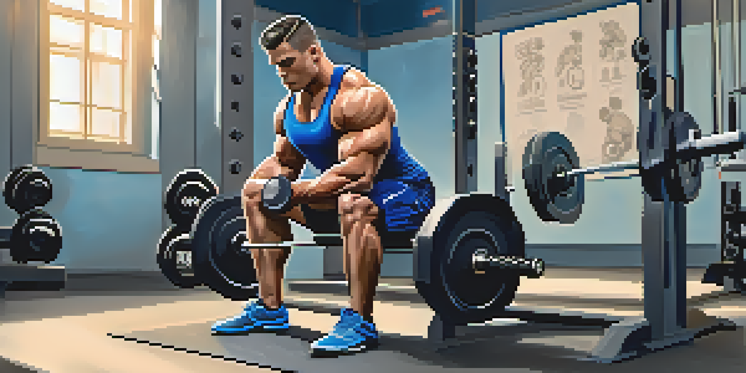 A powerlifter lifting weights in a gym, while a nutrition coach watches and provides guidance.