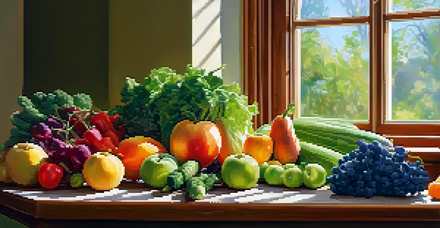 An assortment of fresh fruits and vegetables on a kitchen counter, highlighting the importance of vitamins and minerals for recovery.