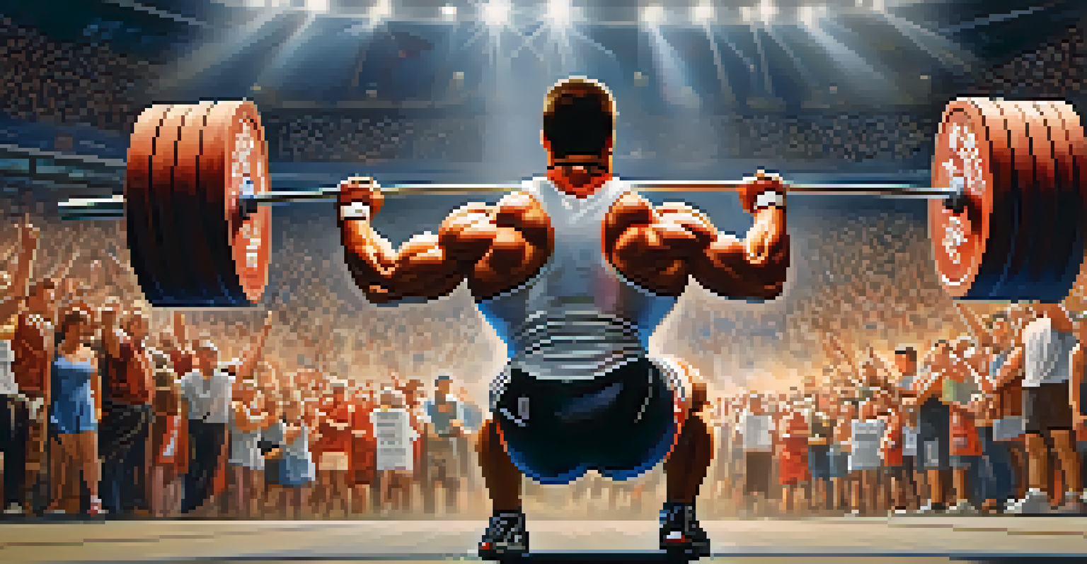 A dedicated powerlifter performing a heavy deadlift in front of an enthusiastic crowd, emphasizing strength and determination.