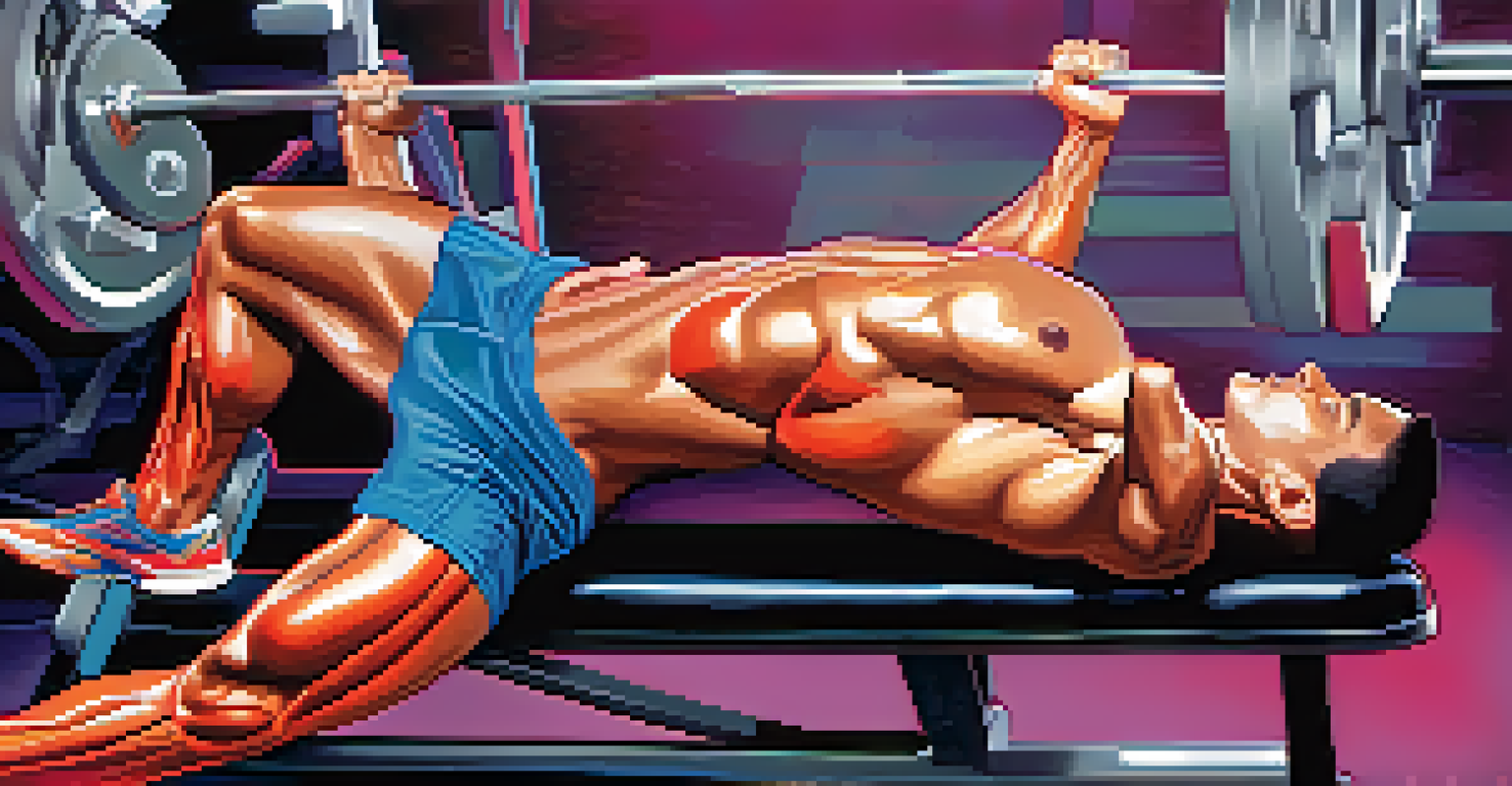 Illustration of muscles targeted during incline bench press, highlighting upper chest, shoulders, and triceps in vibrant colors.