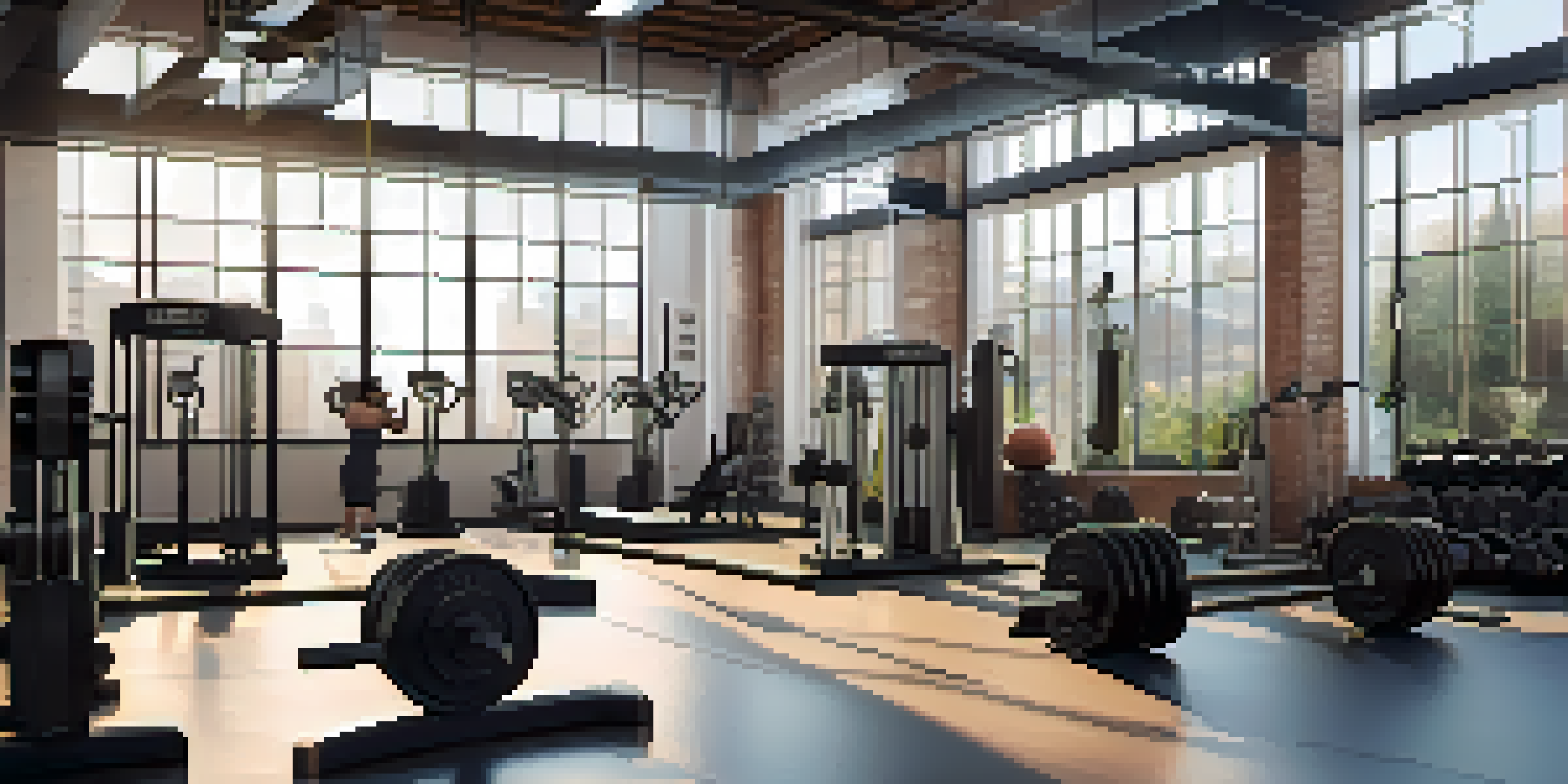 A diverse group of individuals lifting heavy weights in a bright gym with motivational quotes on the walls.
