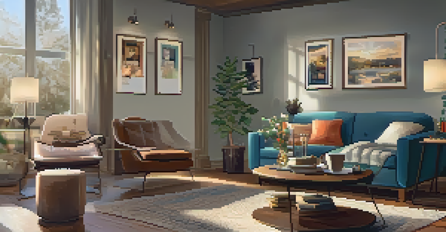 A powerlifter relaxing on a sofa, reading a book with a cup of tea in a cozy living room.
