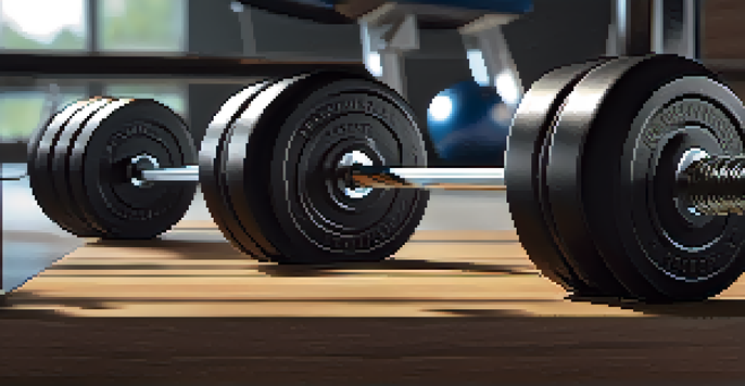 Close-up of knee sleeves on a gym bench with weights in the background.