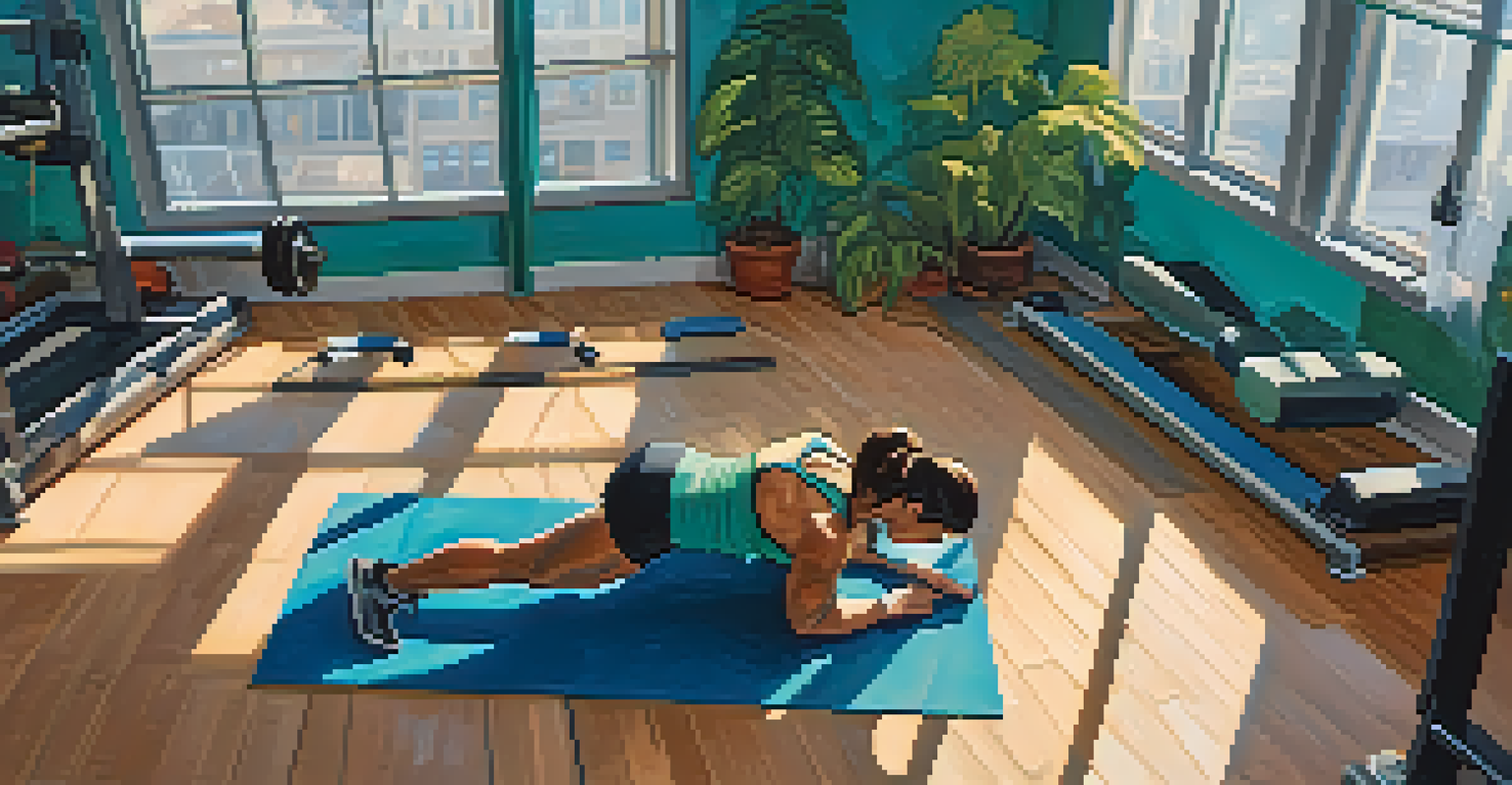 An overhead view of a powerlifter doing scapular push-ups in a gym, emphasizing their effort and focus.