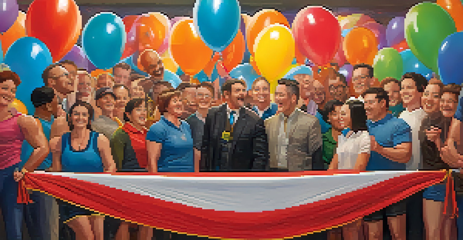 Members of a powerlifting club celebrating achievements together in a festive atmosphere.