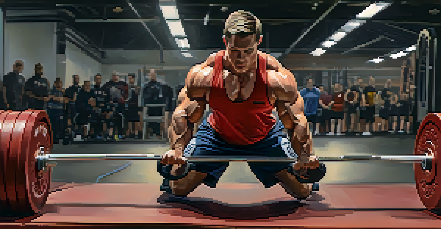 A close-up view of a powerlifter doing walking lunges with a twist, focusing on form and muscle engagement in a gym.