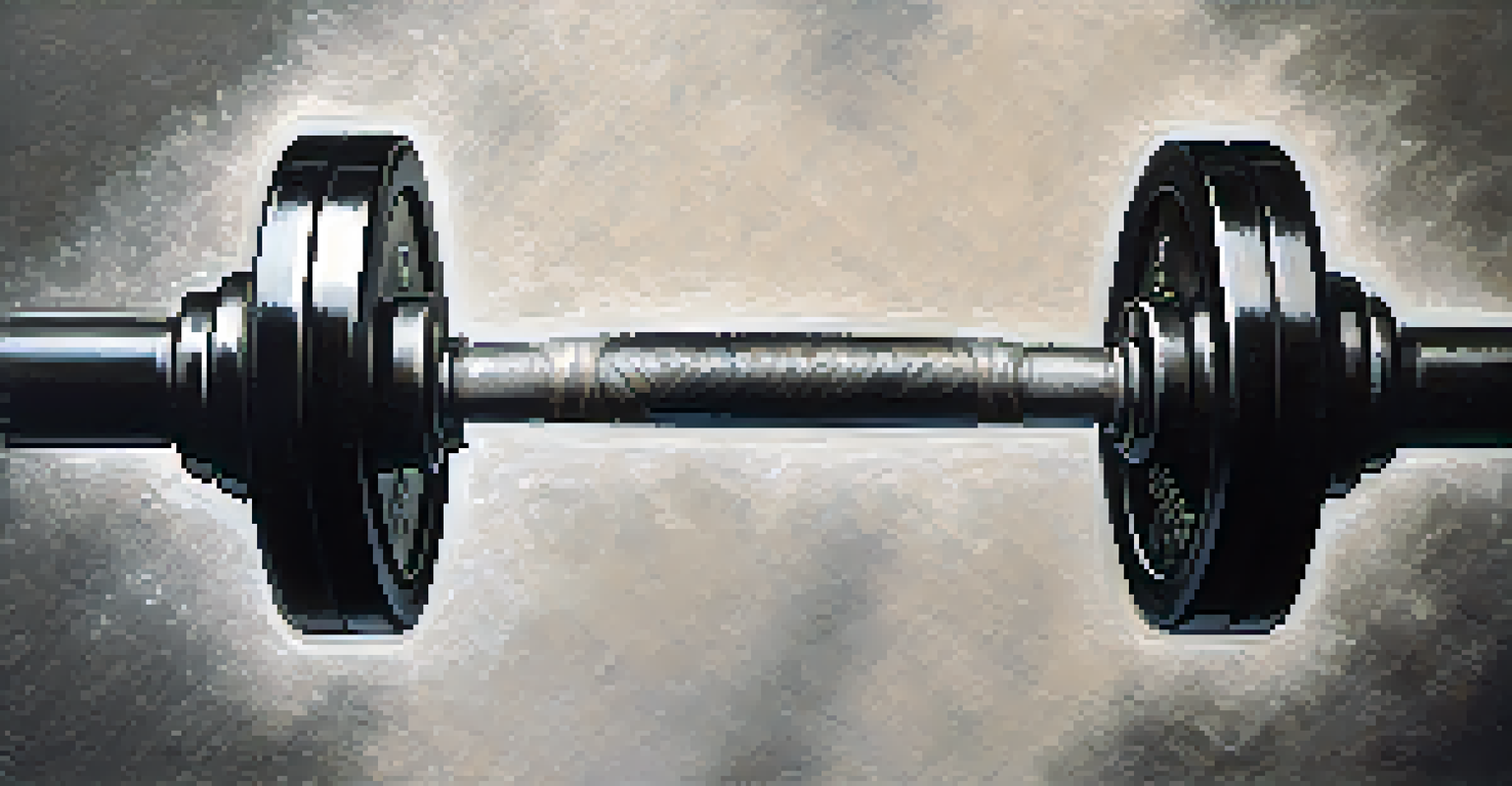 A close-up of hands gripping a barbell with chalk dust, highlighting the effort in strength training.