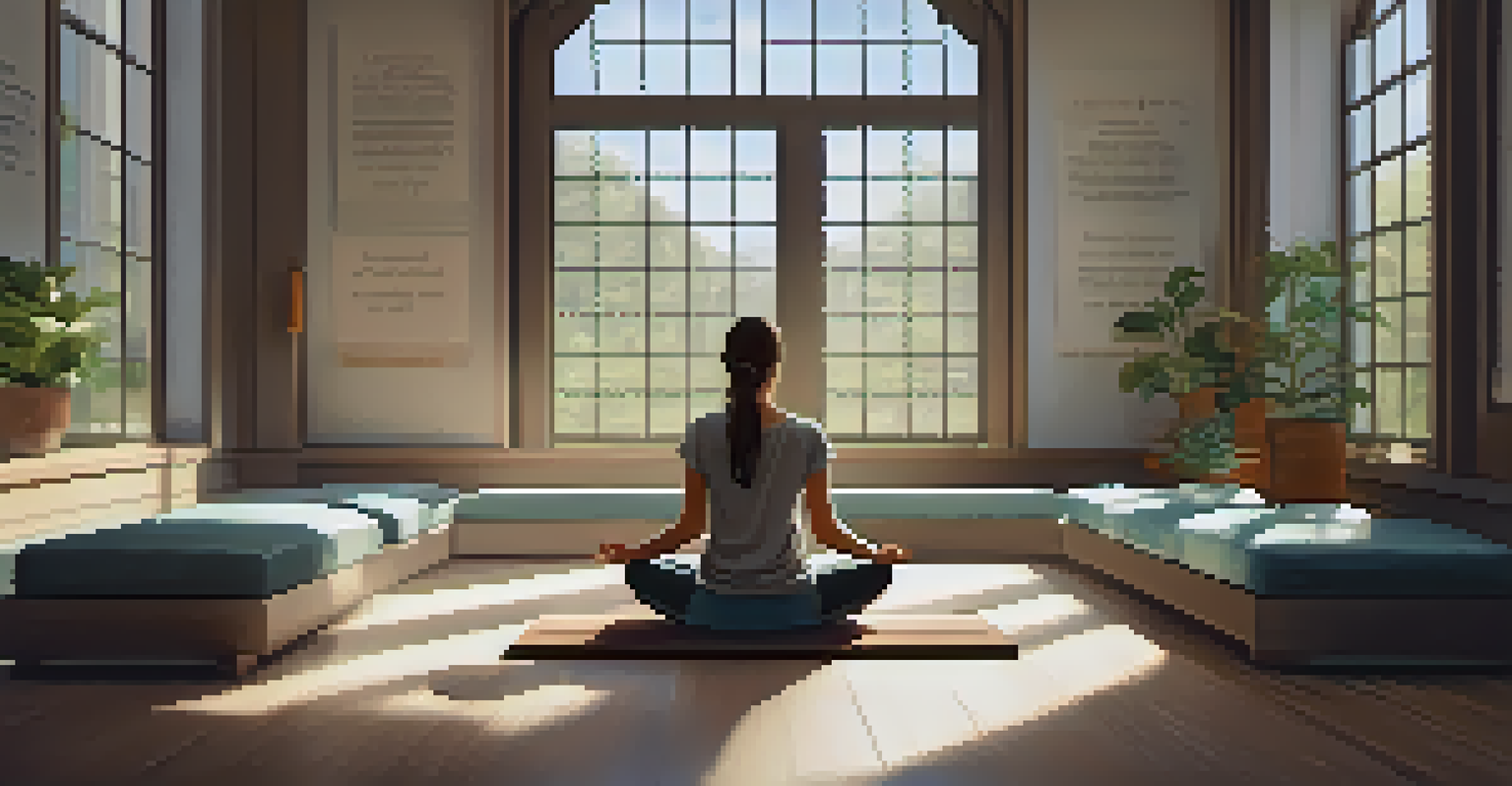 A tranquil indoor meditation space where a person practices visualization.