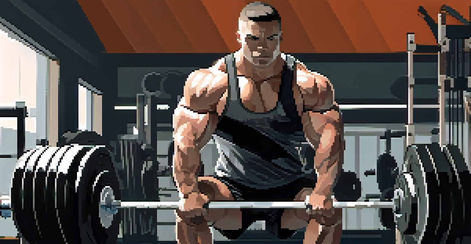 A powerlifter getting ready for a squat with a lifting belt and wrist wraps, showing focus and determination in a gym setting.