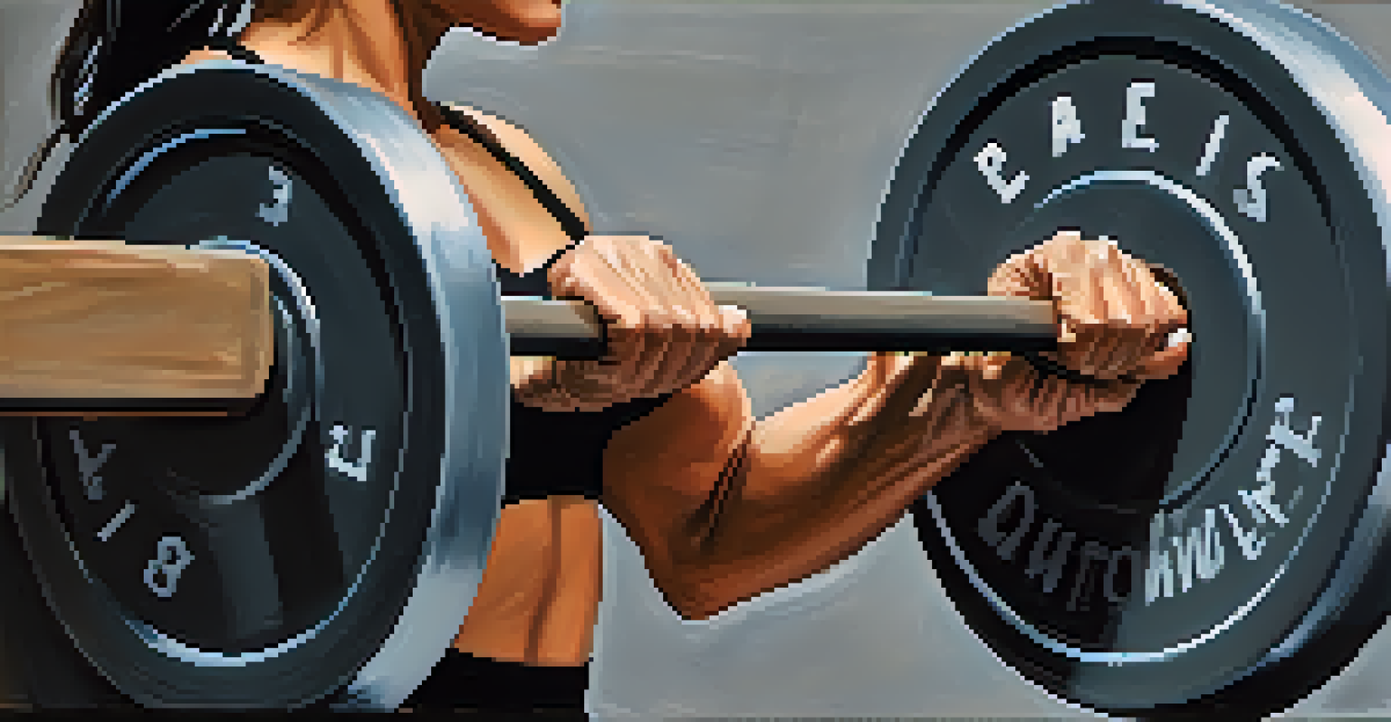A close-up of a woman's hands gripping a heavy barbell, emphasizing strength and determination.