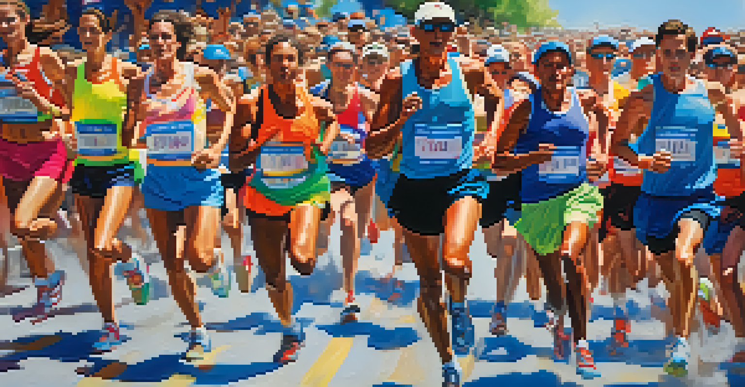 A marathon runner with an energy gel pack, racing with spectators cheering in the background.