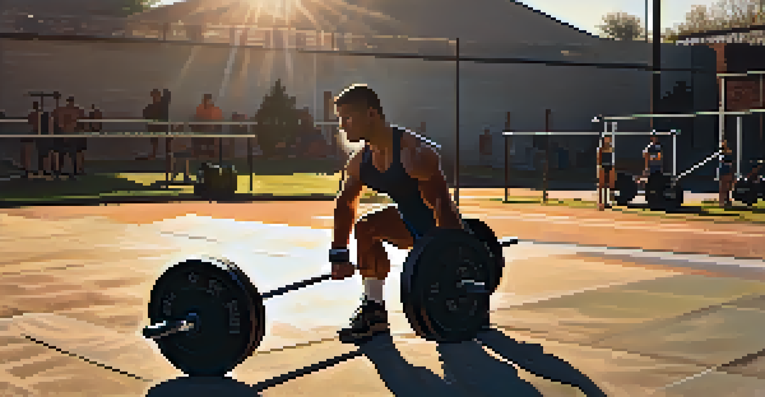 A lifter attempting a deadlift outdoors with a spotter observing.