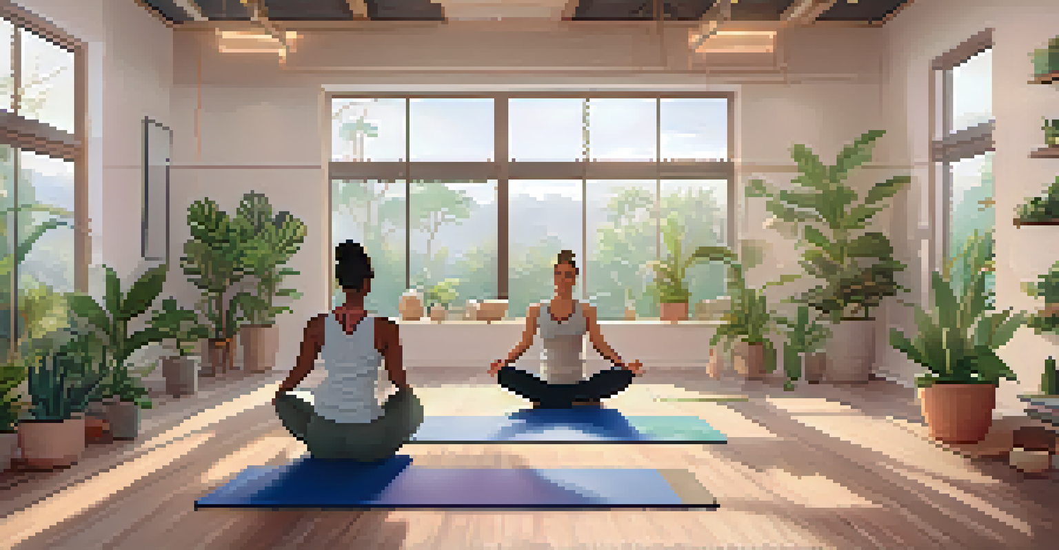 A tranquil recovery space with yoga mats and foam rollers, emphasizing relaxation and recovery for athletes.