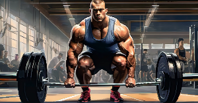 A dedicated powerlifter lifting a barbell in a well-lit gym, showcasing strength and focus.