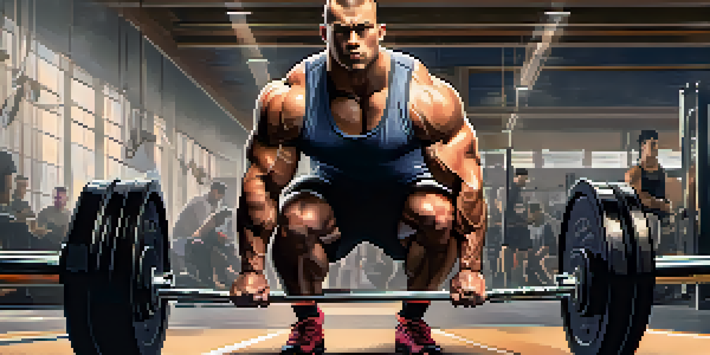 A dedicated powerlifter lifting a barbell in a well-lit gym, showcasing strength and focus.