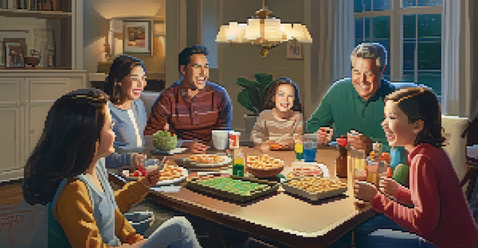 A family enjoying a game night in a cozy living room filled with laughter and joy.