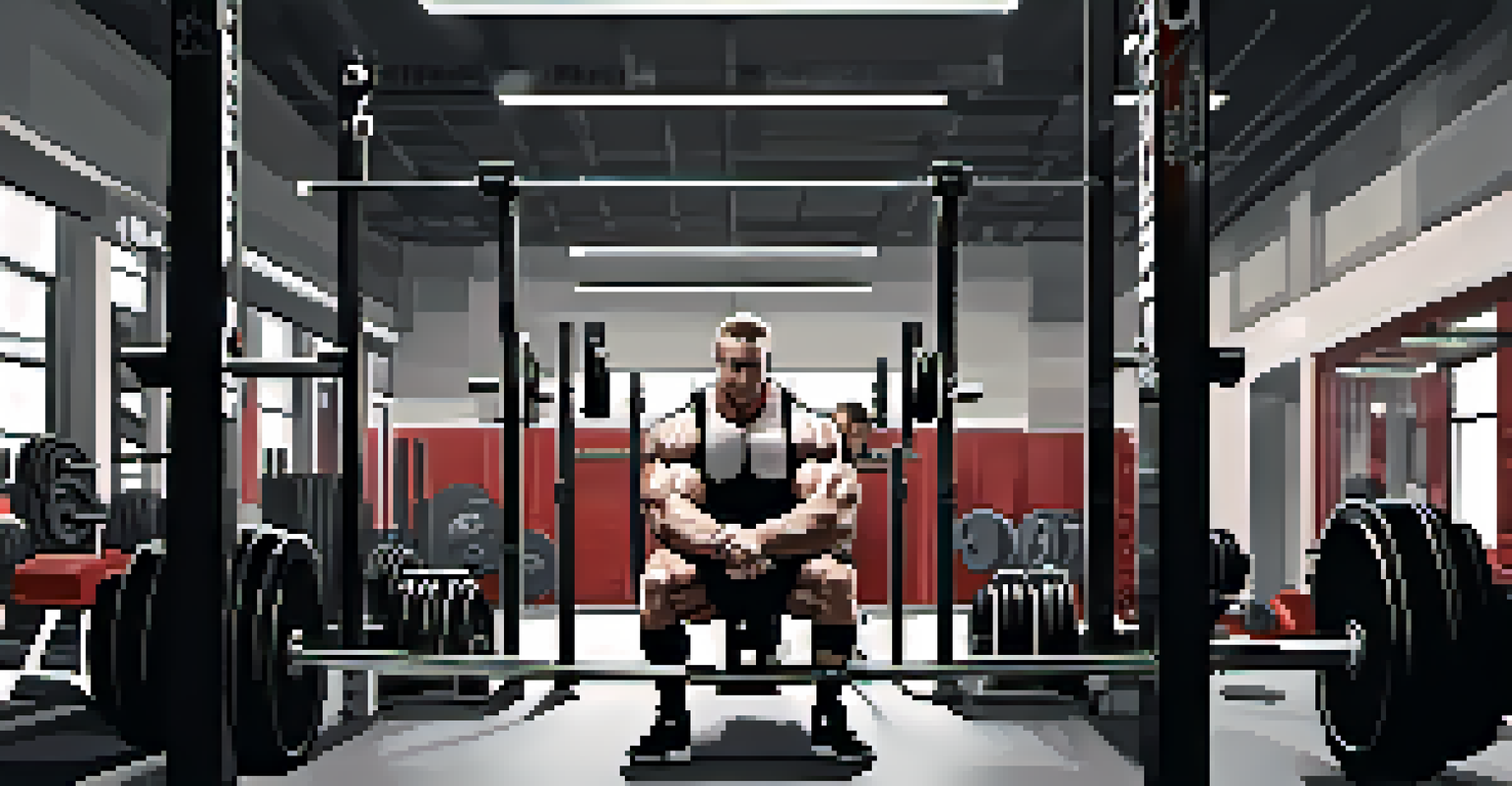 Two lifters in a gym, one lying on a bench press while the other offers feedback, showcasing a supportive training environment.