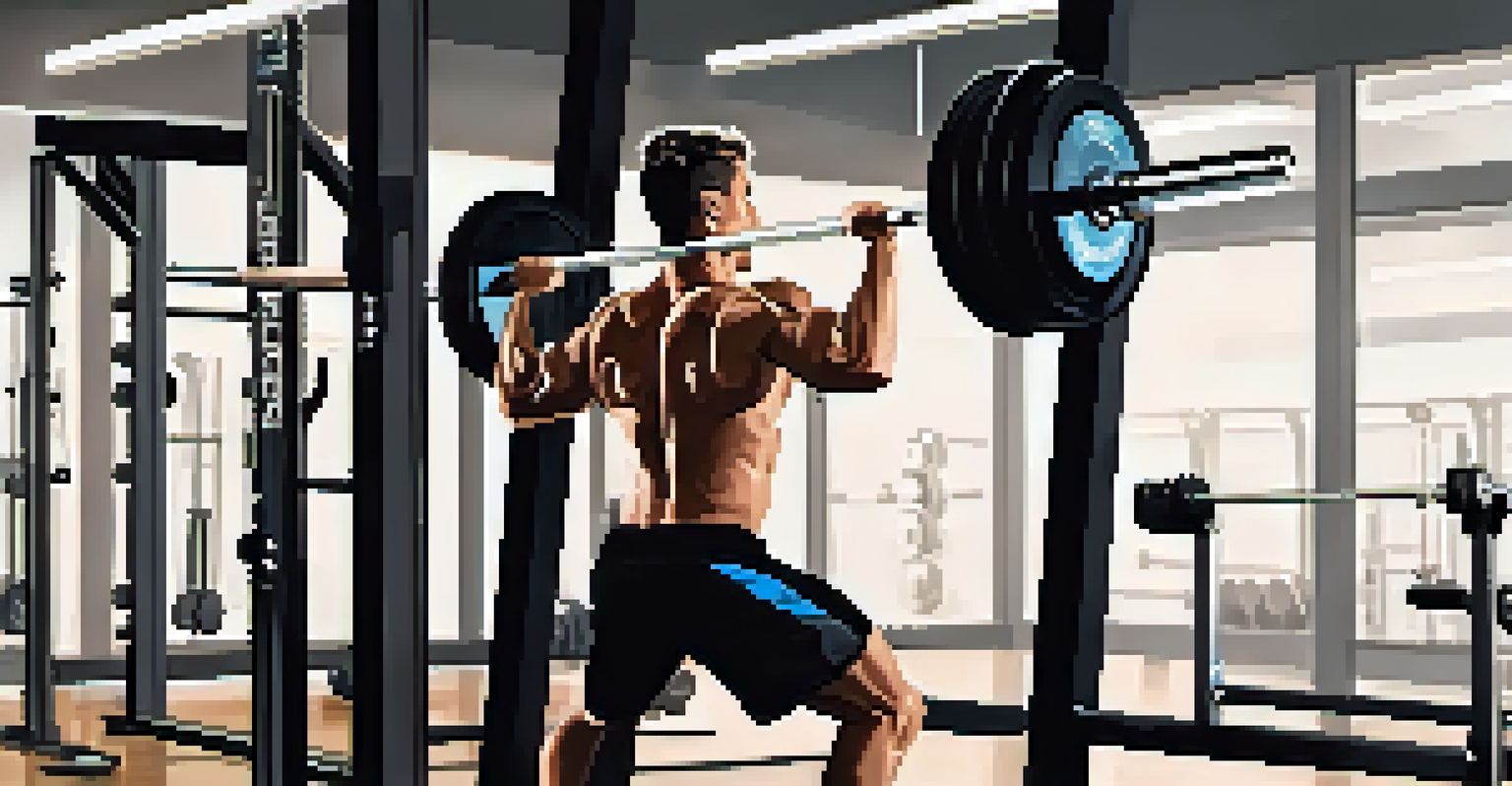 An athlete performing a specific warm-up with a barbell in a modern gym, focusing on proper lifting technique.