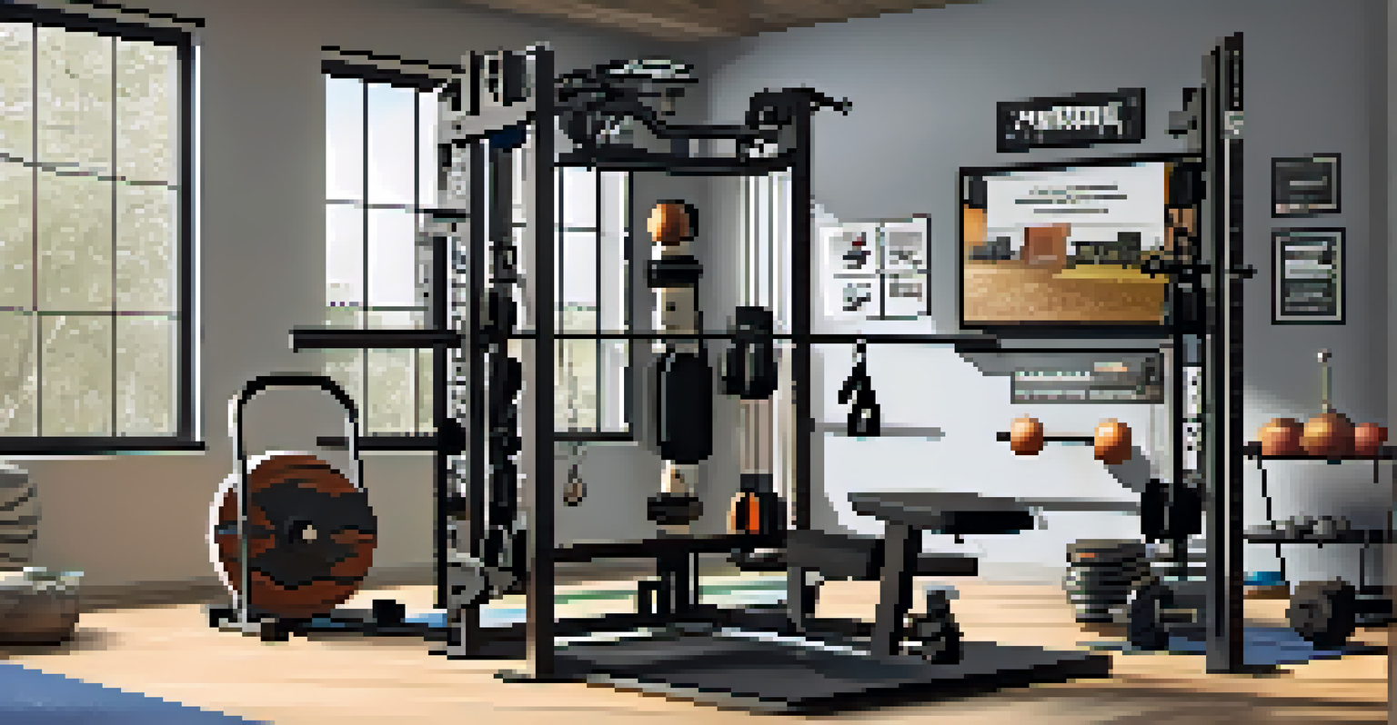 An adaptive lifter practicing in a cozy home gym, with modified equipment and inspirational quotes on the walls, highlighting the accessibility of powerlifting.