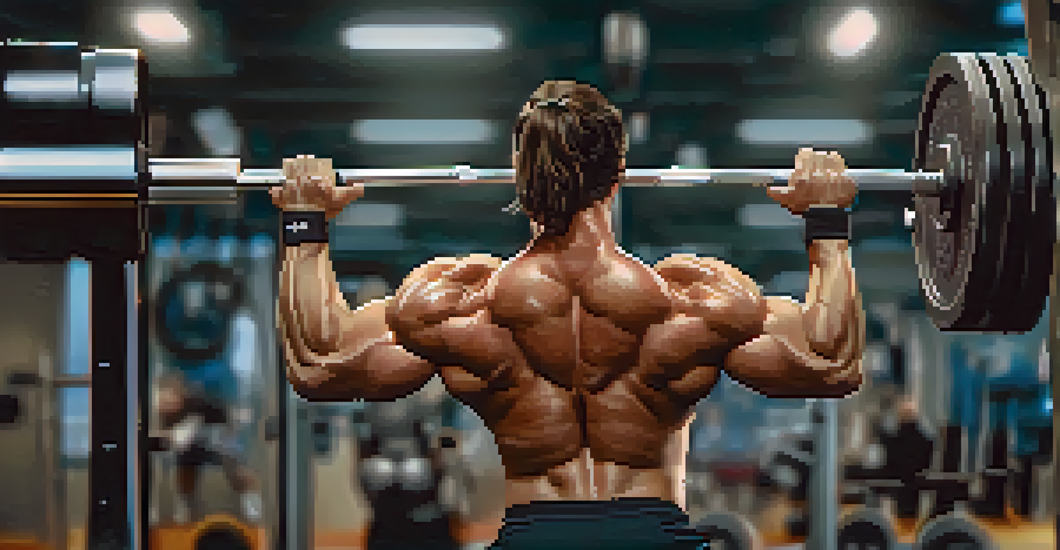 Close-up of an athlete's shoulders with a barbell during a front squat, showcasing determination and muscle definition.