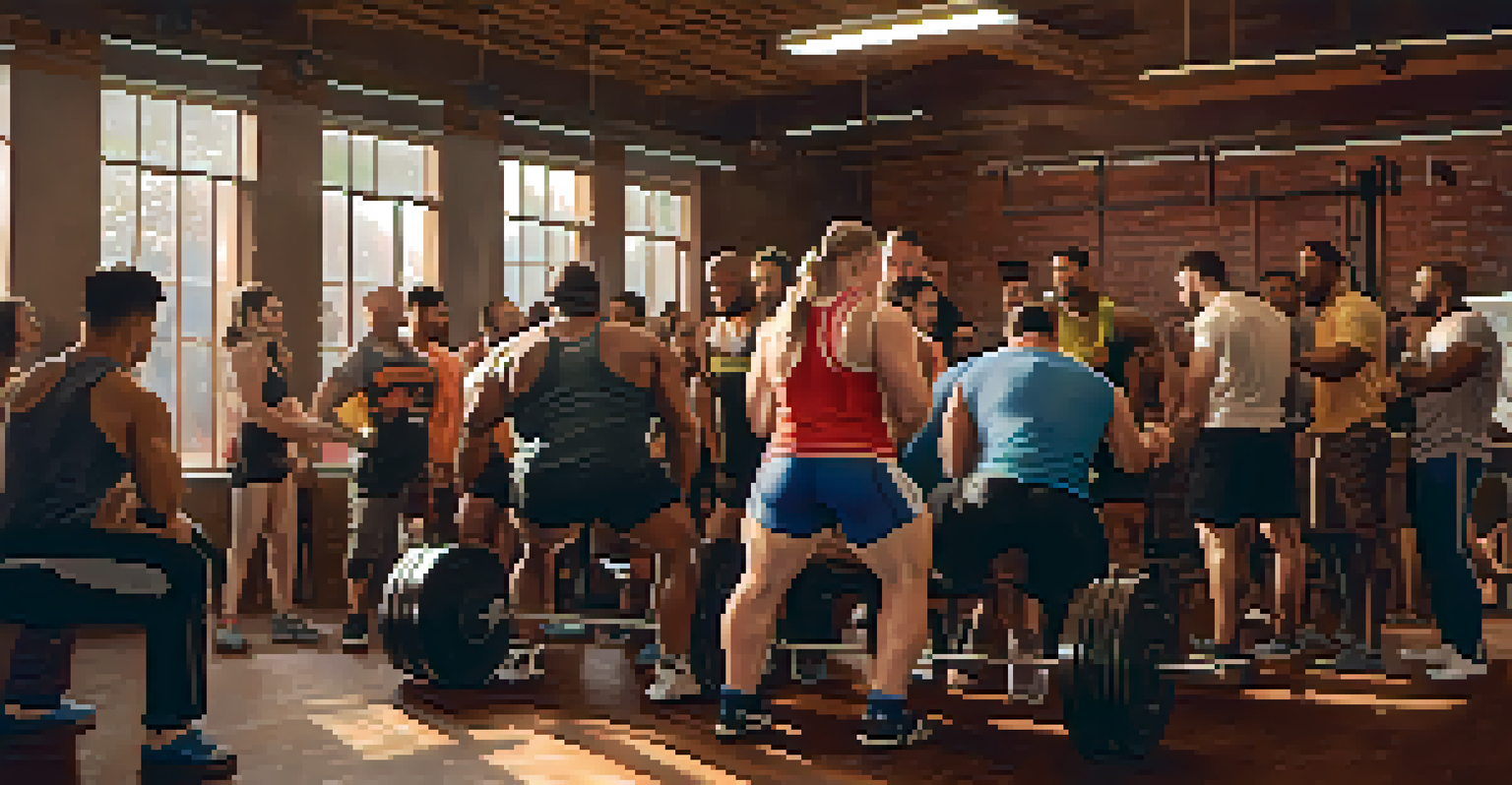 A cozy gathering of powerlifting athletes sharing experiences and celebrating achievements in a warmly lit environment.