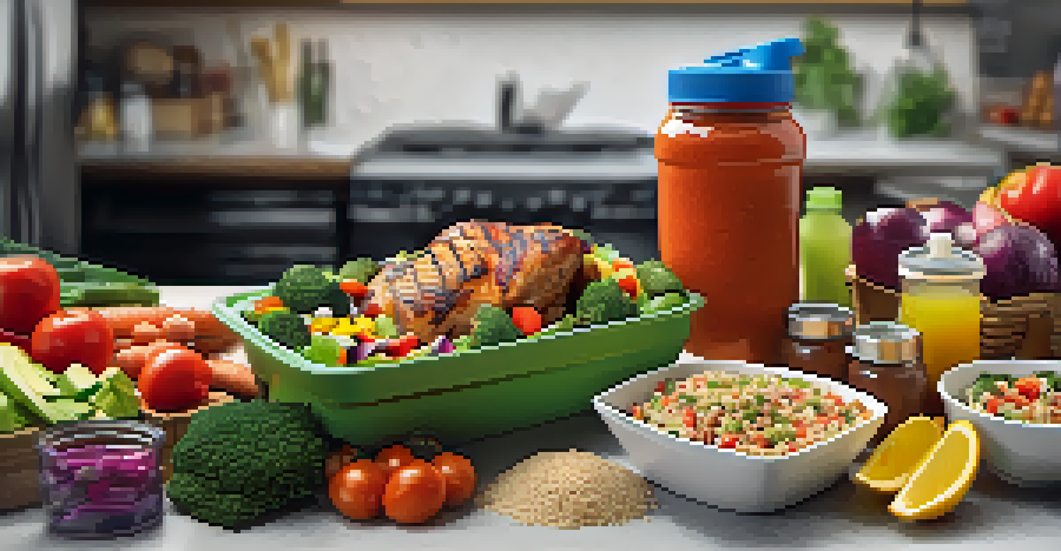 A close-up view of a nutritious meal prep for powerlifting, including grilled chicken, quinoa, and vegetables.