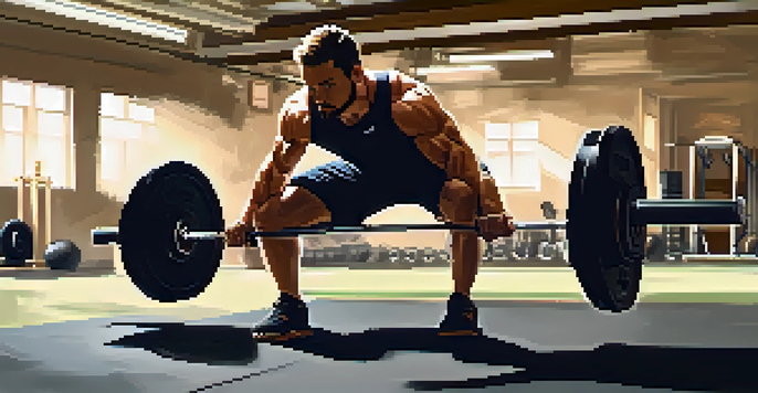 A powerlifter performing a squat with proper technique, demonstrating correct body alignment in a well-lit gym.