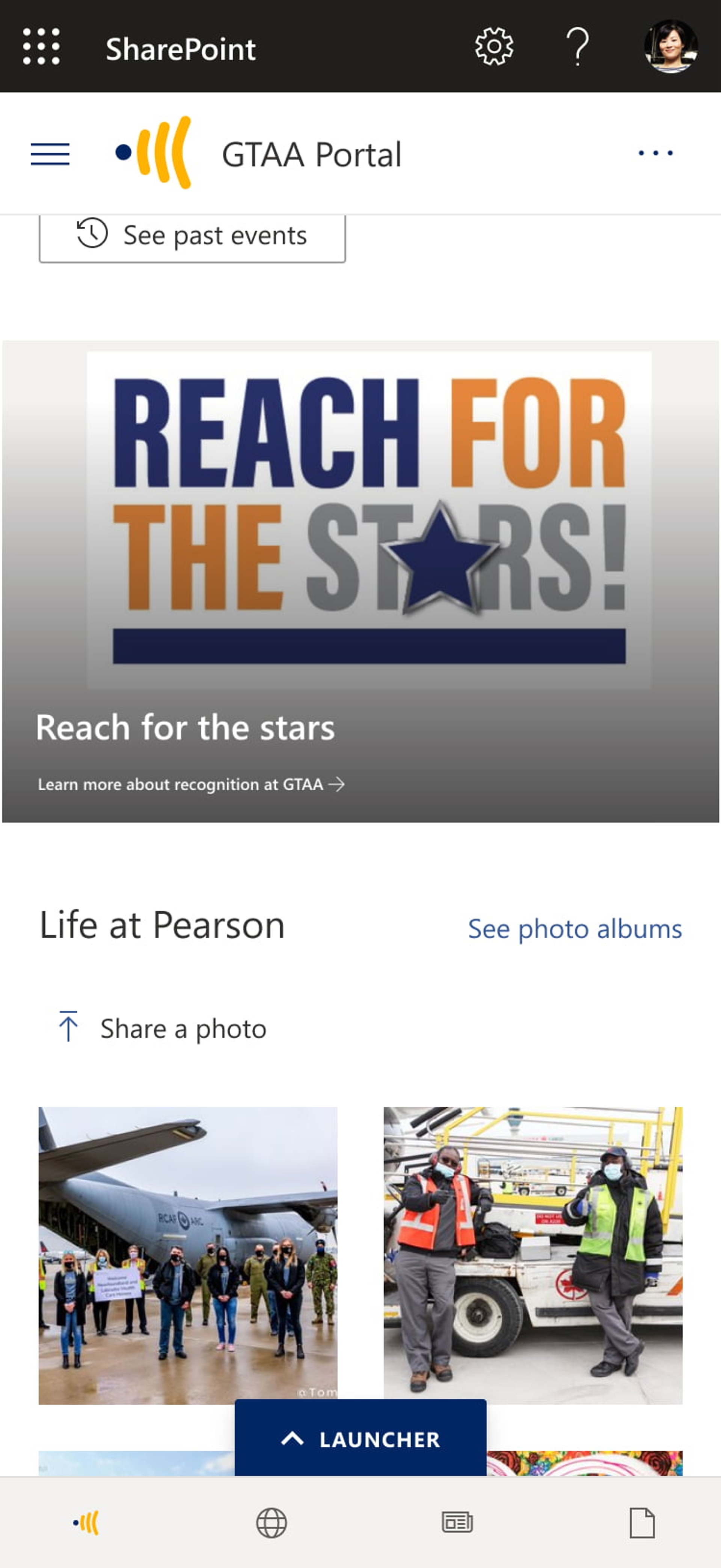 Screenshot of GTAA's intranet reach for the stars web part, built on GO.