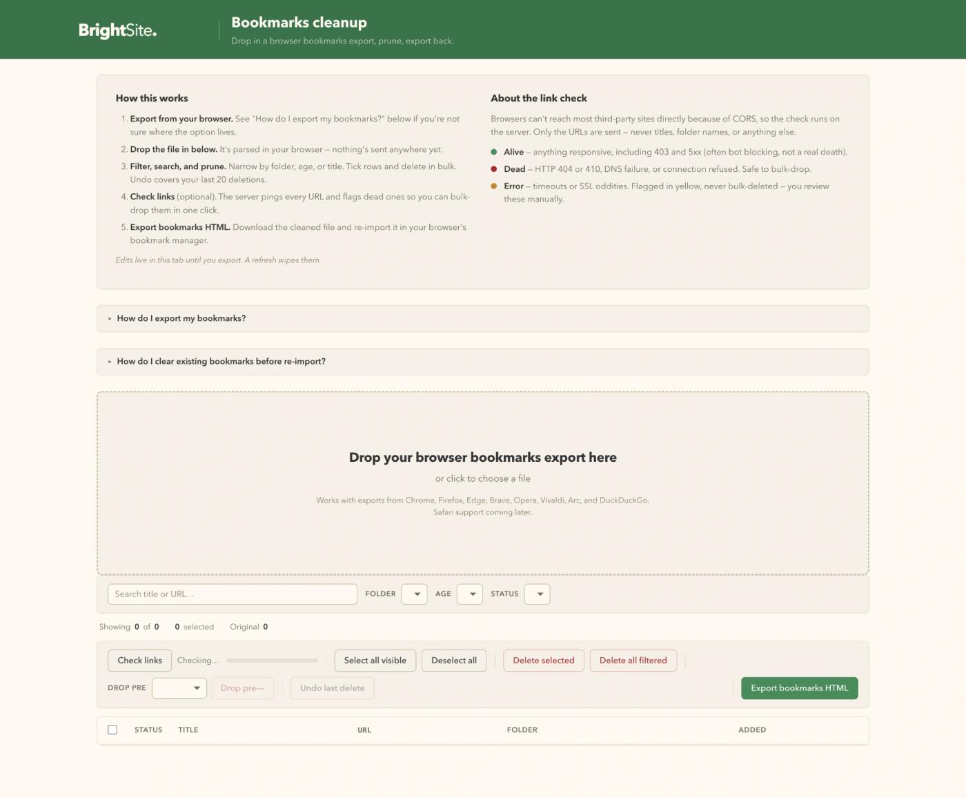The Bookmarks Cleanup Tool
