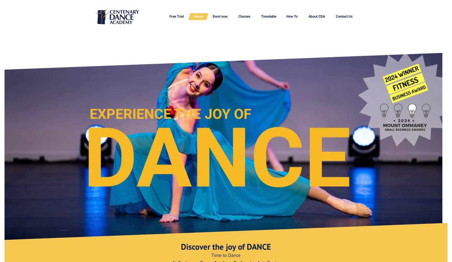 Centenary Dance Academy Website created by BrightSite