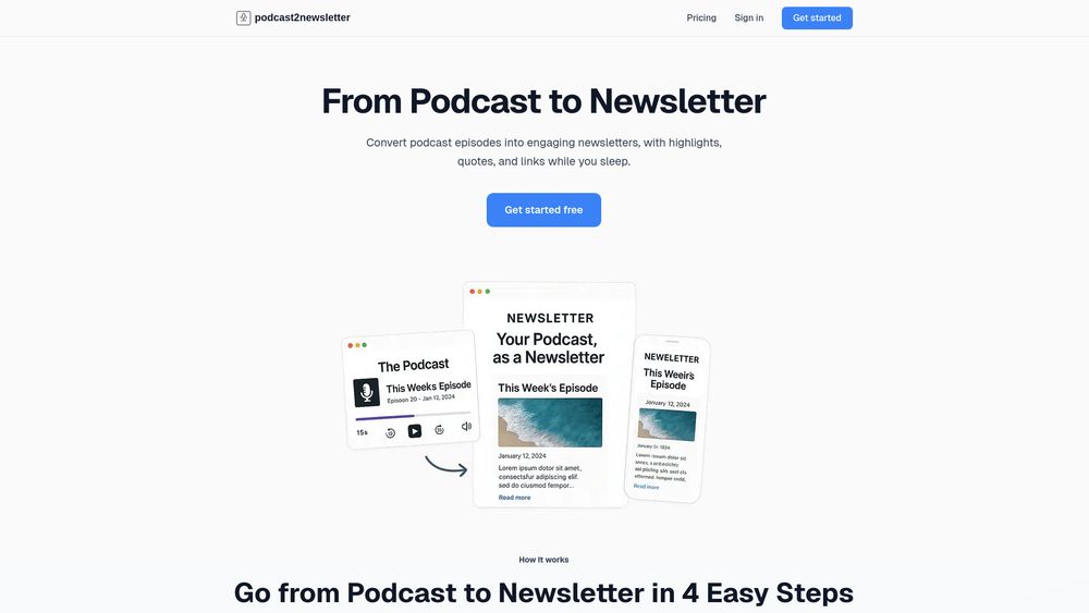 Screenshot of Podcast to Newsletter Generator