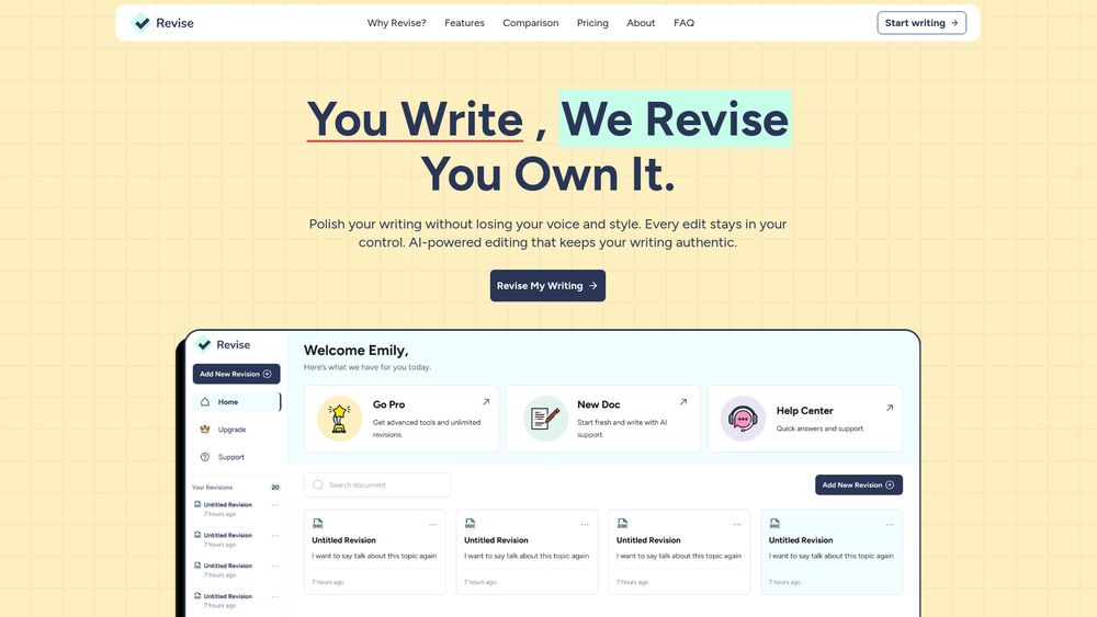 Screenshot of Revise