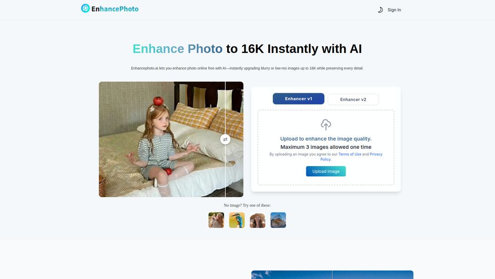 Screenshot of EnhancePhoto AI Screenshot of EnhancePhoto AI