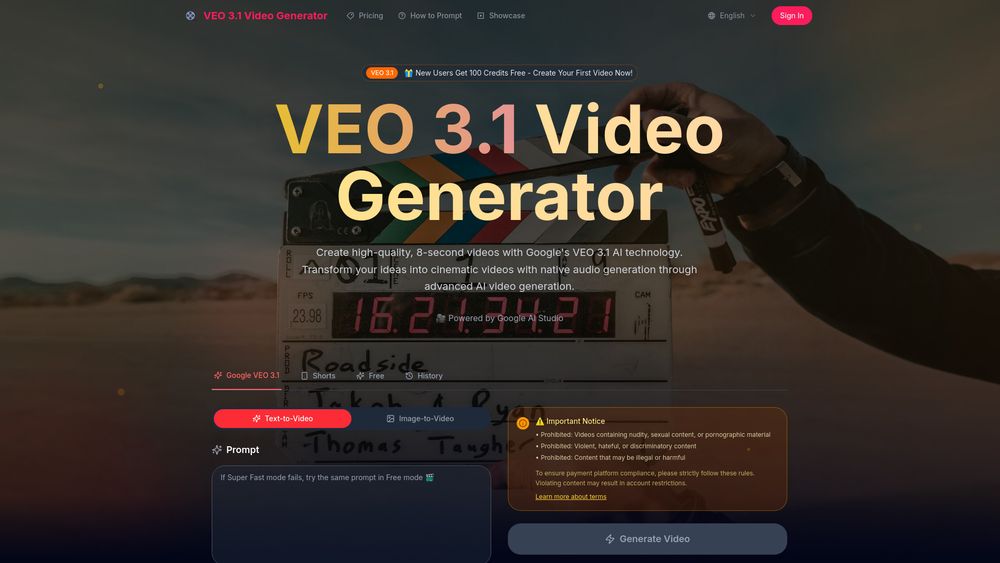 Screenshot of veo 3.1 Video Generator