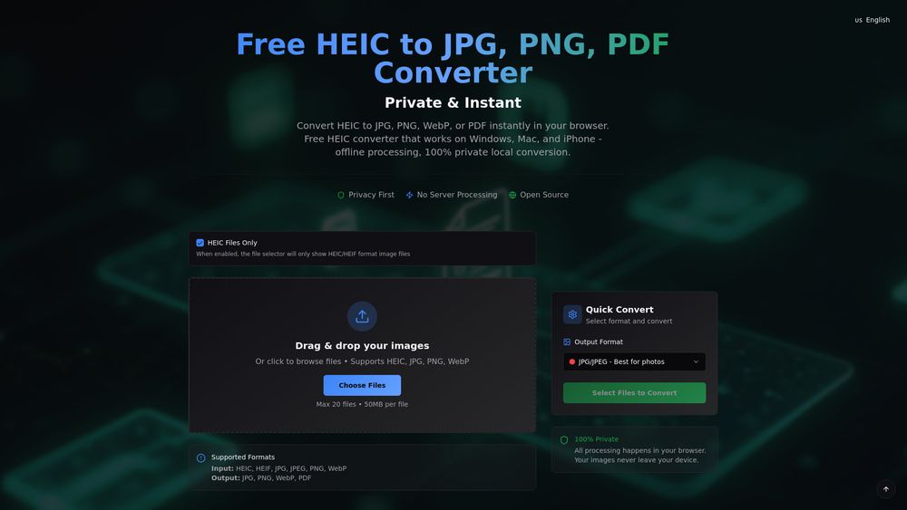 Screenshot of HEIC to JPG Converter