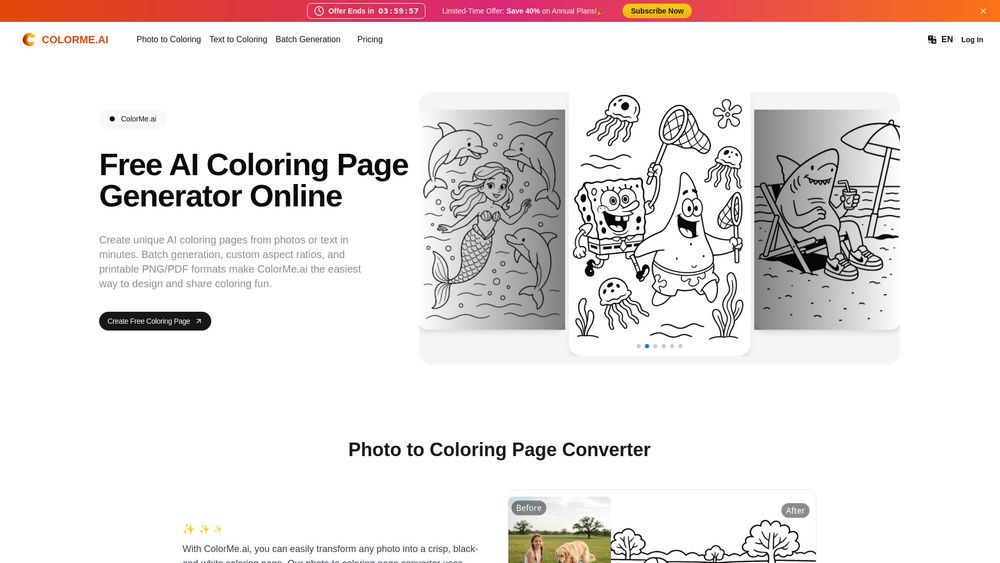 Screenshot of ColorMe.ai：Free AI Coloring Page Generator
