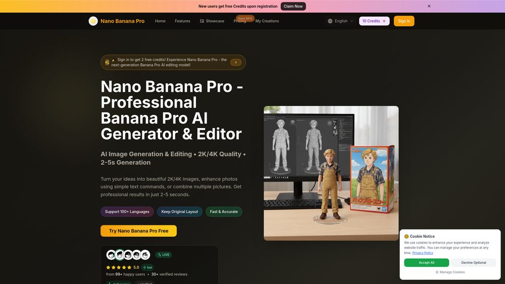 Screenshot of Nano Banana Pro & 2.0 AI | Google's Image Editor by Gemini 3 Pro Screenshot of Nano Banana Pro & 2.0 AI | Google's Image Editor by Gemini 3 Pro