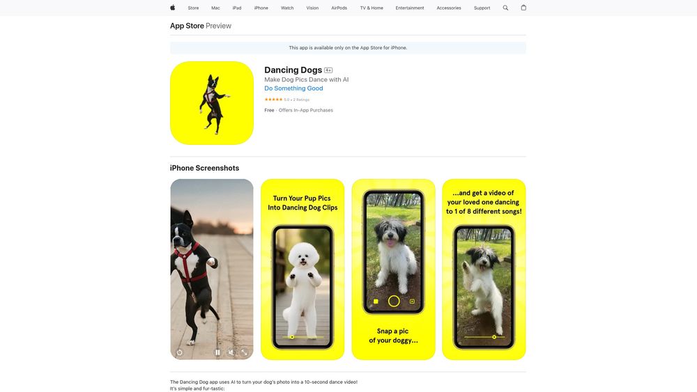 Screenshot of Dancing Dogs app