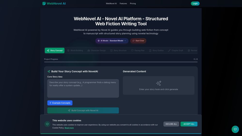 Screenshot of WebNovel AI