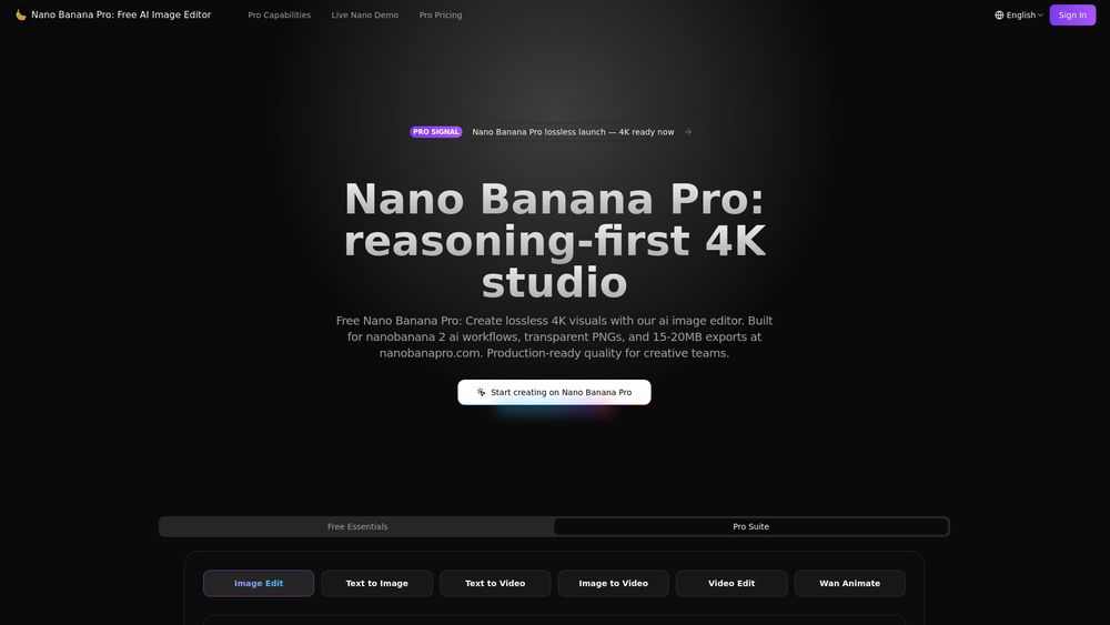 Screenshot of Nano Banana Pro: Free AI Image Editor - 4K Visuals in 10s
