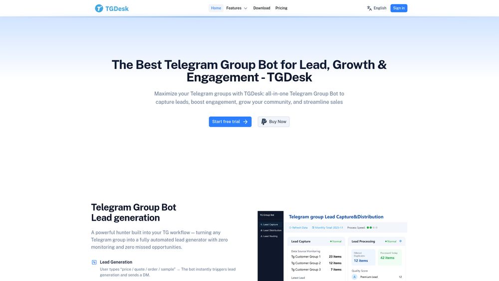 Screenshot of Telegram Group Bot - TGDesk