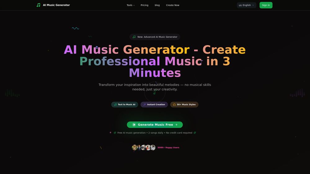 Screenshot of AI Music Generator -