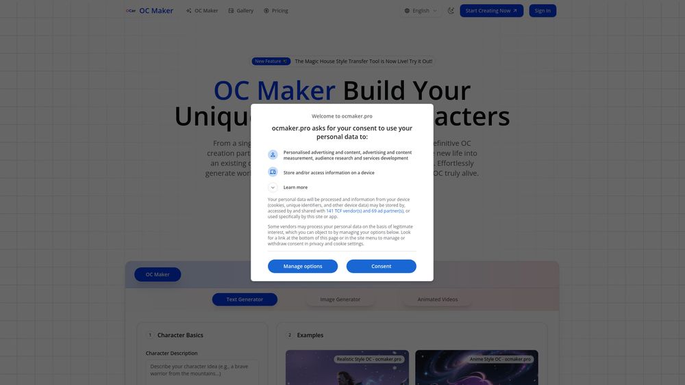 Screenshot of OCer - Your All-in-One AI OC Maker