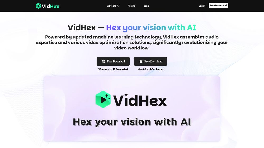 Screenshot of VidHex AI Video Enhancer