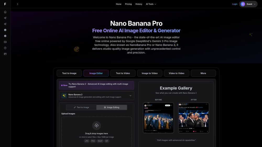 Screenshot of Nano Banana Pro - Free Online AI Image Editor & Generator | Fooocus.one Screenshot of Nano Banana Pro - Free Online AI Image Editor & Generator | Fooocus.one