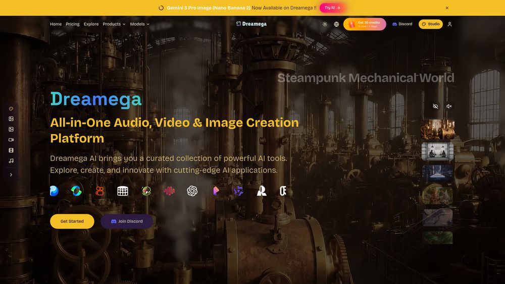 Screenshot of Dreamega AI Screenshot of Dreamega AI