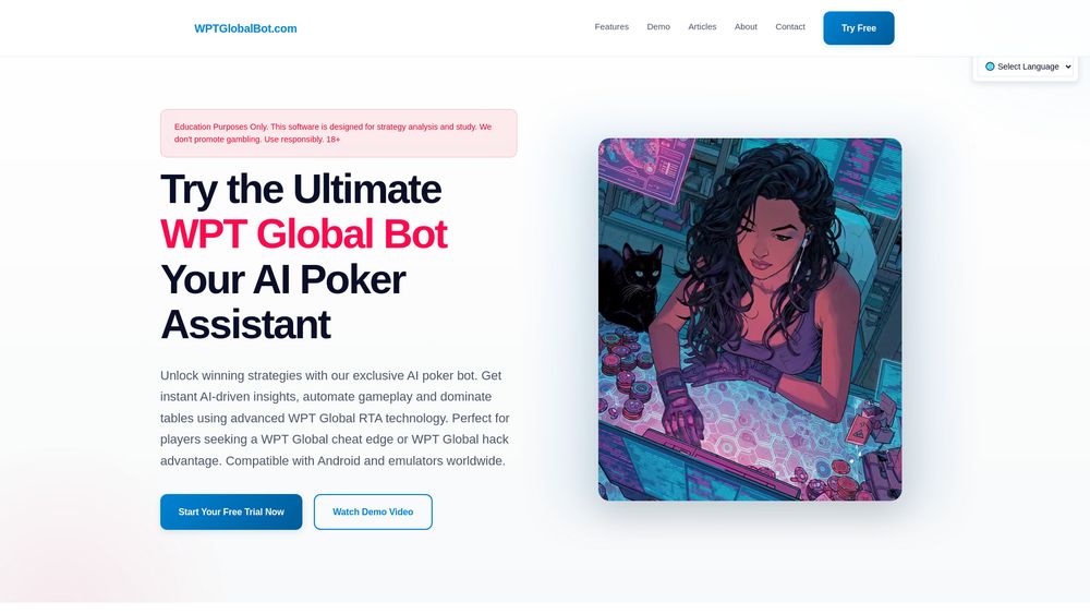 Screenshot of WPT Global Bot - AI Poker Assistant & Strategy Trainer for WPT Global