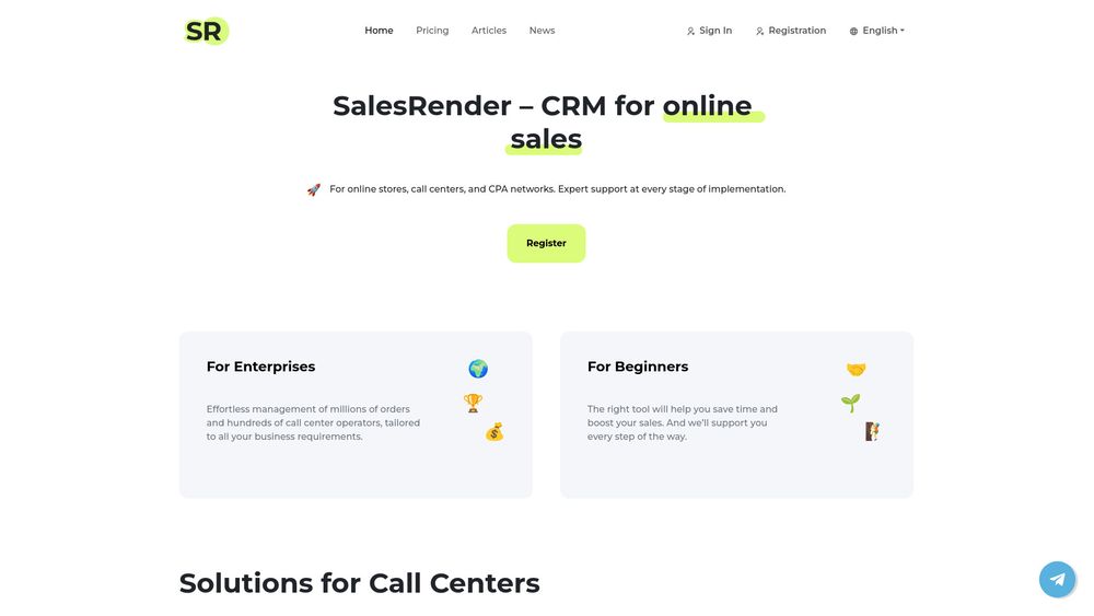Screenshot of SalesRender