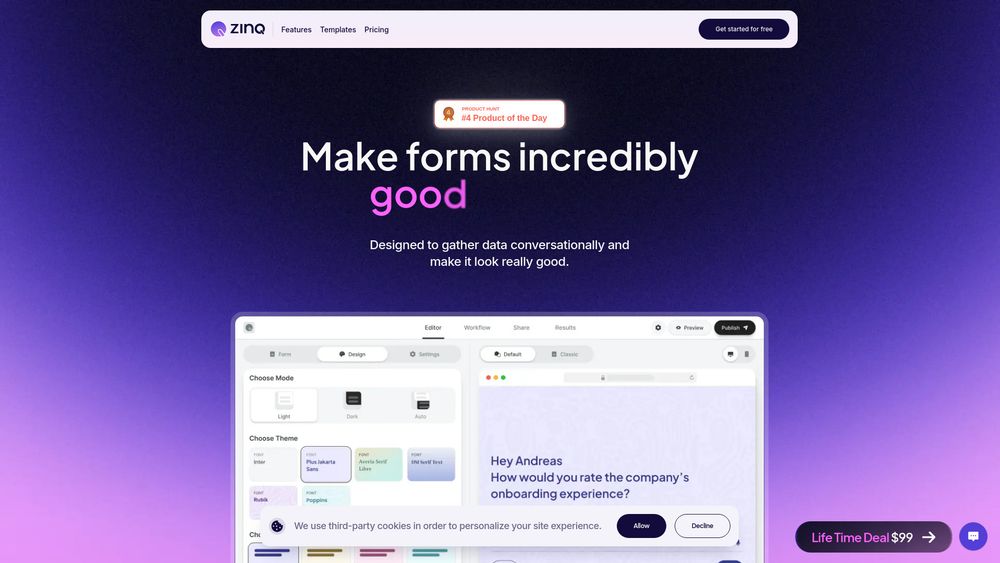 Screenshot of ZINQ AI
